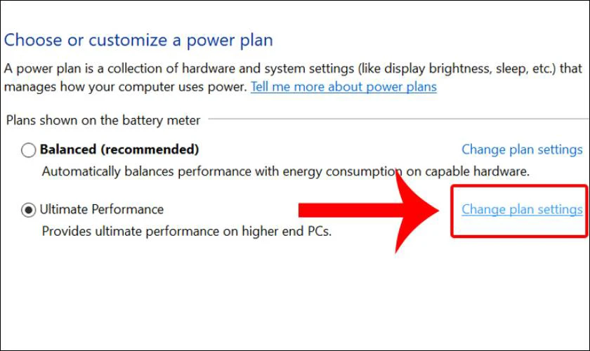 Nhấn vào Change Plan Settings