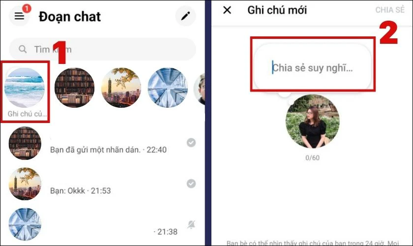 Cách cập nhật suy nghĩ Messenger bằng tính năng Viết ghi chú