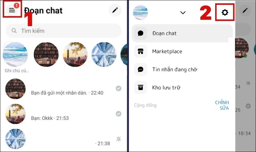 Cập nhật trạng thái Messenger trong Cài đặt tài khoản Mess