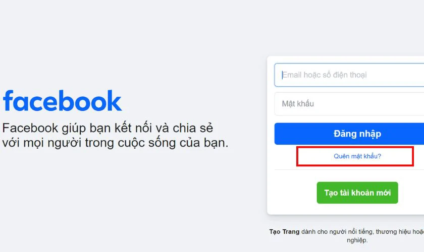 Sử dụng liên hệ tin cậy lấy lại mật khẩu Facebook khi mất số điện thoại và email bước 1