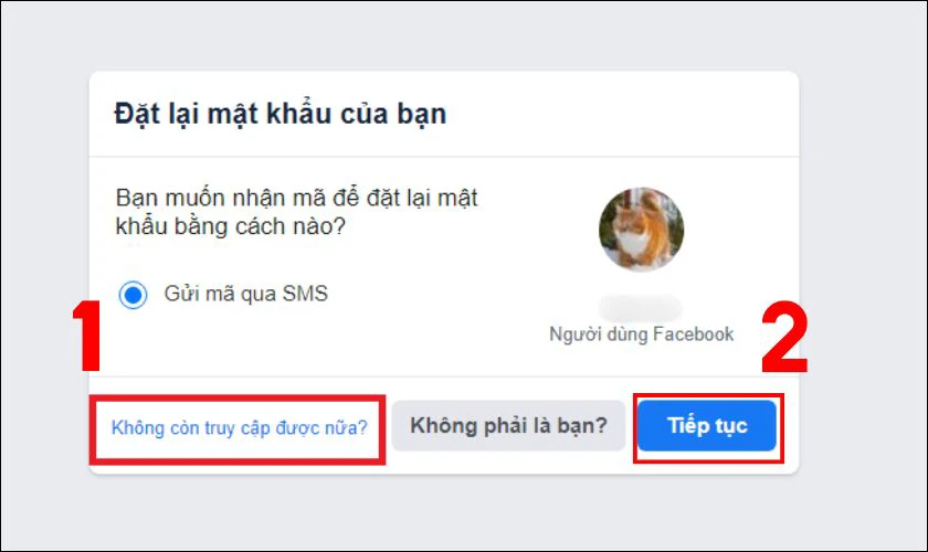 Dùng Username lấy lại mật khẩu Facebook khi mất số điện thoại và email bước 2