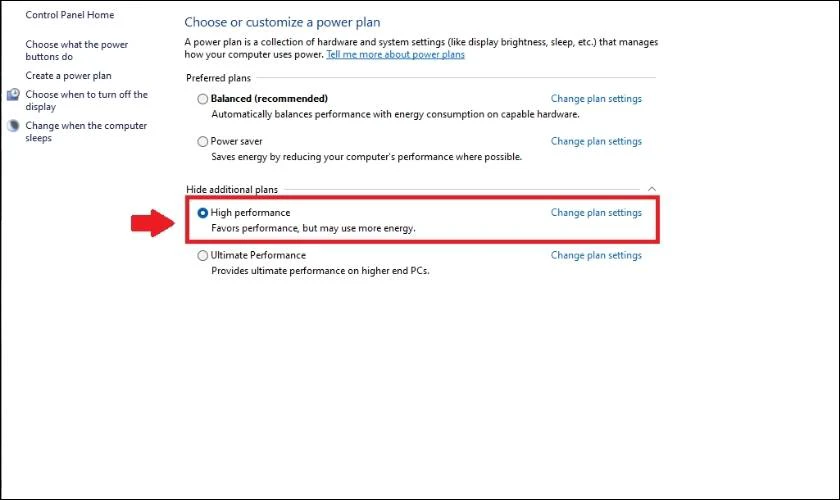 Sử dụng Control Panel để bật High Performance bước 3