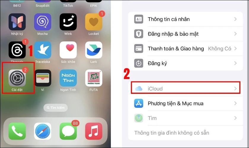 Bật tính năng iCloud trên iPhone